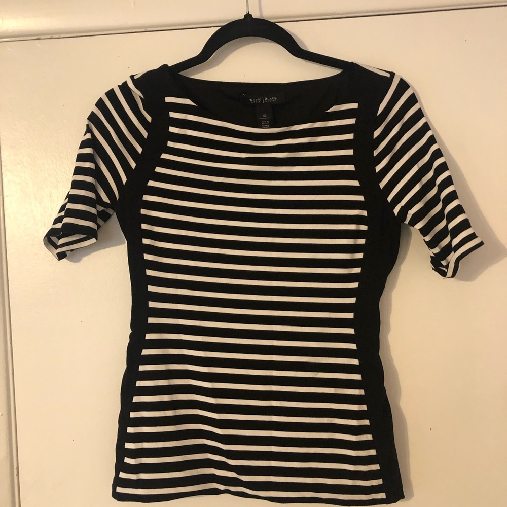 Sz XS WHBM striped shirt with contrast silhouette